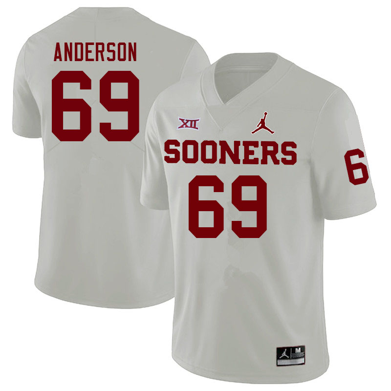 Men #69 Nate Anderson Oklahoma Sooners College Football Jerseys Sale-White